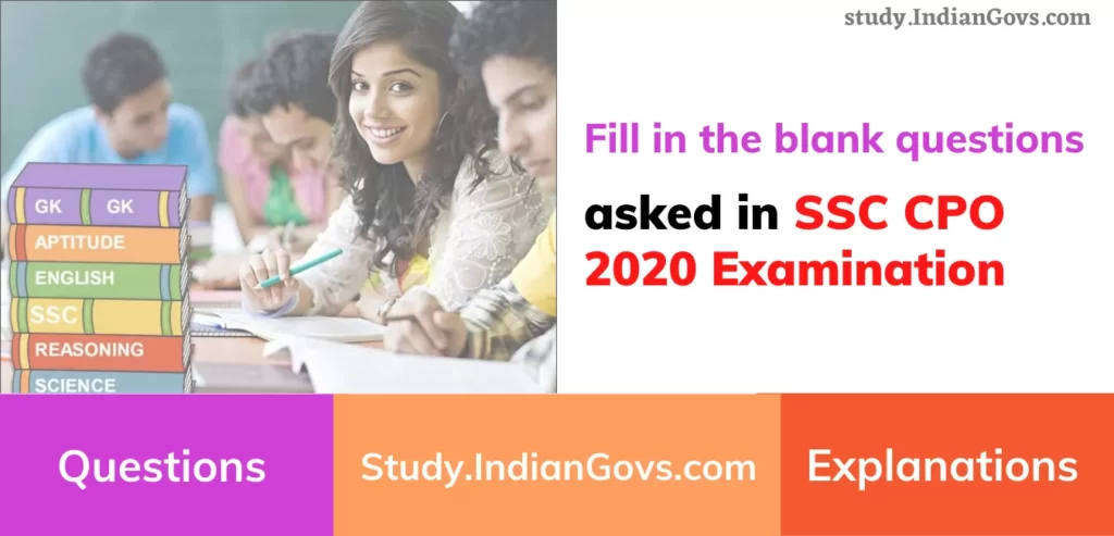 fill in the blank asked in ssc cpo 2020