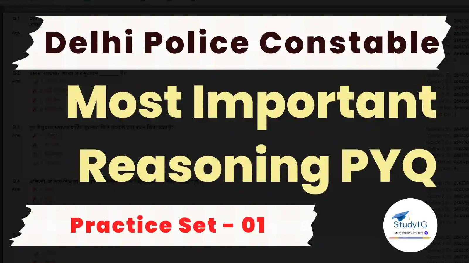 SSC Delhi Police Constable Reasoning Question Practice Set - 01