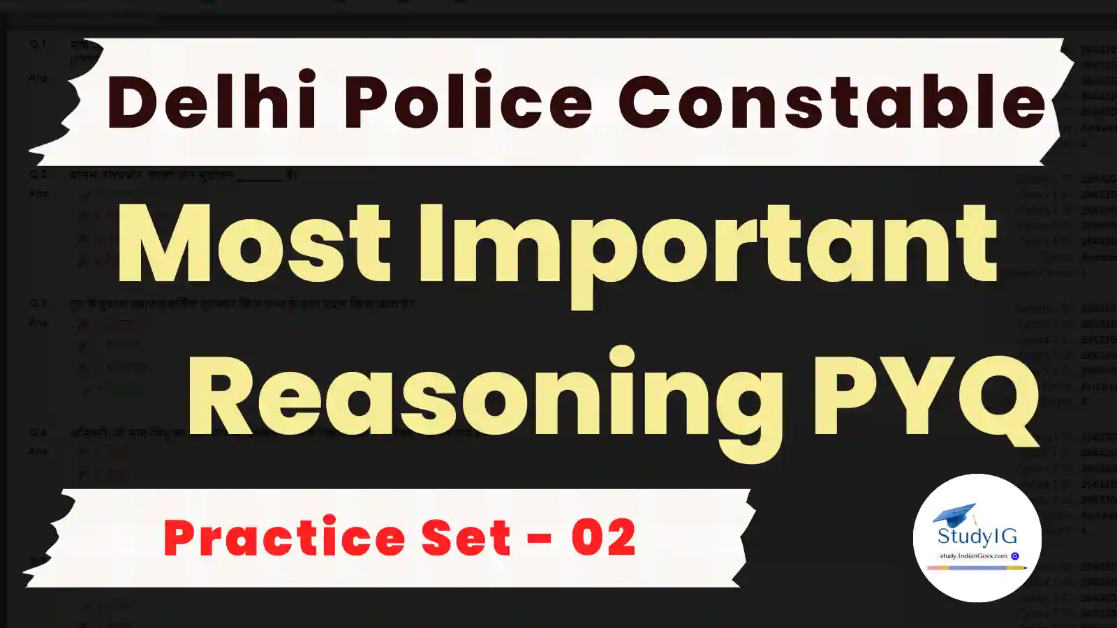 SSC Delhi Police Constable Reasoning Question Practice Set – 02